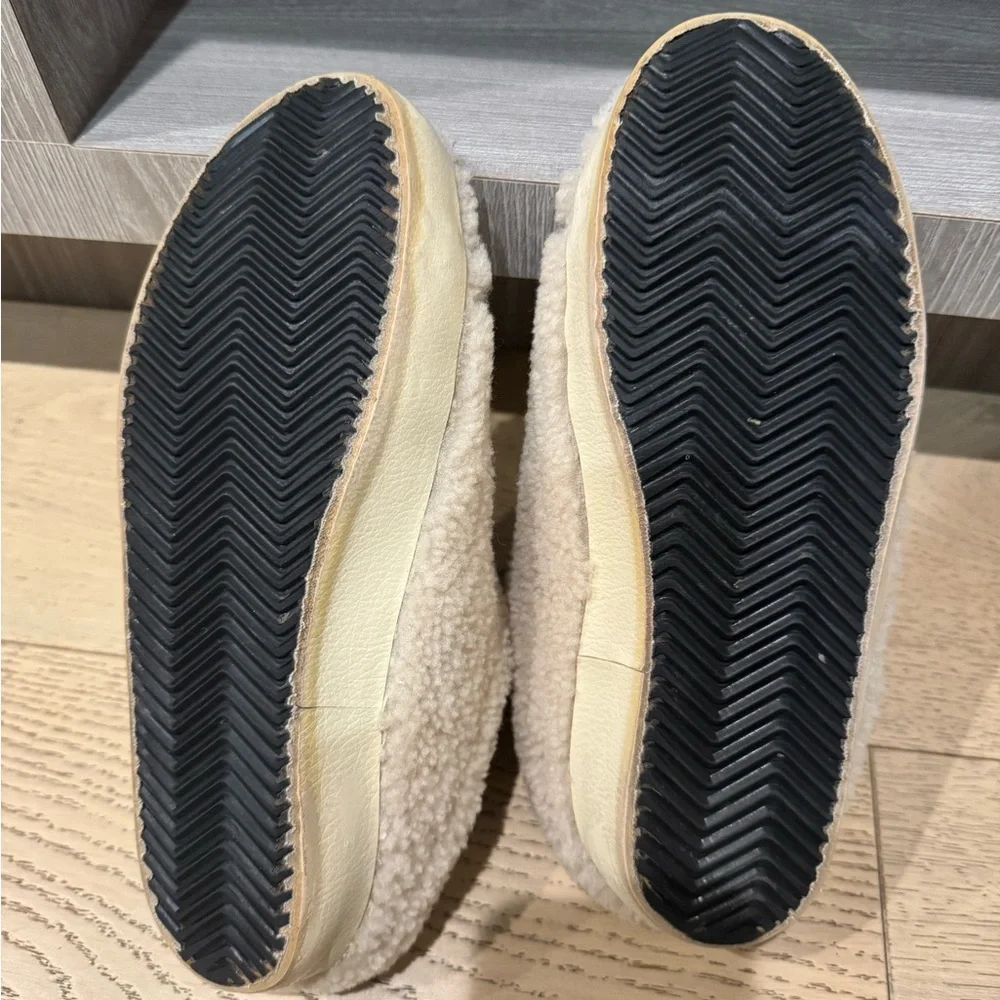 Golden Goose Beige Sherpa Sneakers with Silver Glitter Star - Picture 4 of 6